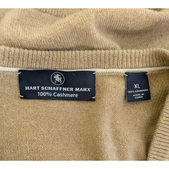 Hart Schaffner Marx Mens XL Camel 100% Cashmere V-Neck Sweater - Picture 5 of 7